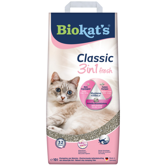 Biokat's - Classic 3in1 Fresh Baby Powder - Cat Litter - 10L