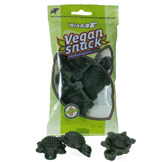 Braaaf - Turtle Small 3 stuks Groen - Vegan Hondensnack - 170g