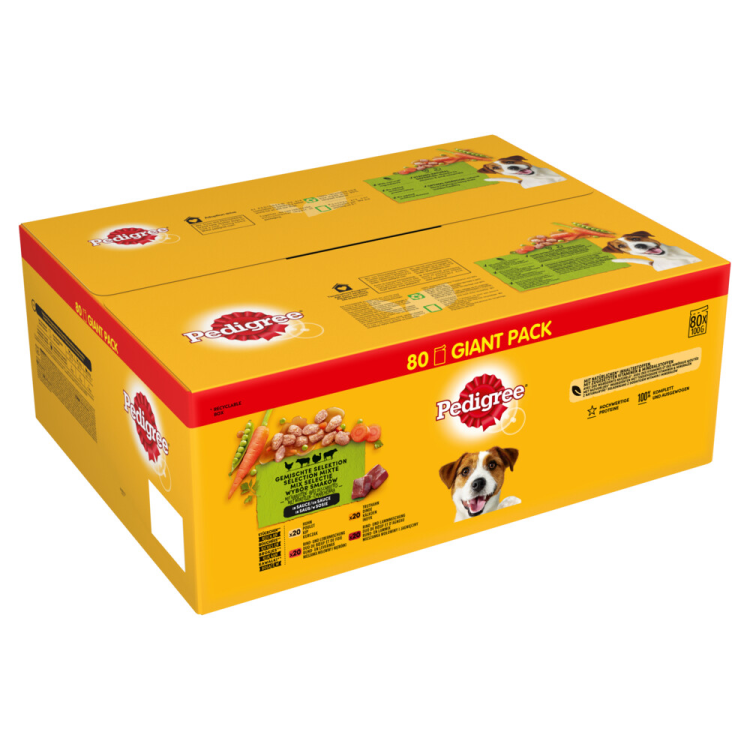 Pedigree - Adult Meal Pouches Meat in Sauce - Dog Food - 80x100g