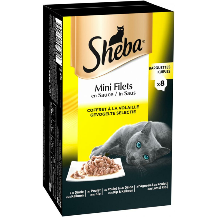 Sheba - Mini Filets in Saus - Gevogelte Selectie - Voordeelpack - 8x85g