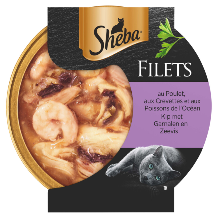 Sheba - Fillets - Pieces of Chicken, Shrimp &amp; Ocean Fish in Sauce - 60g