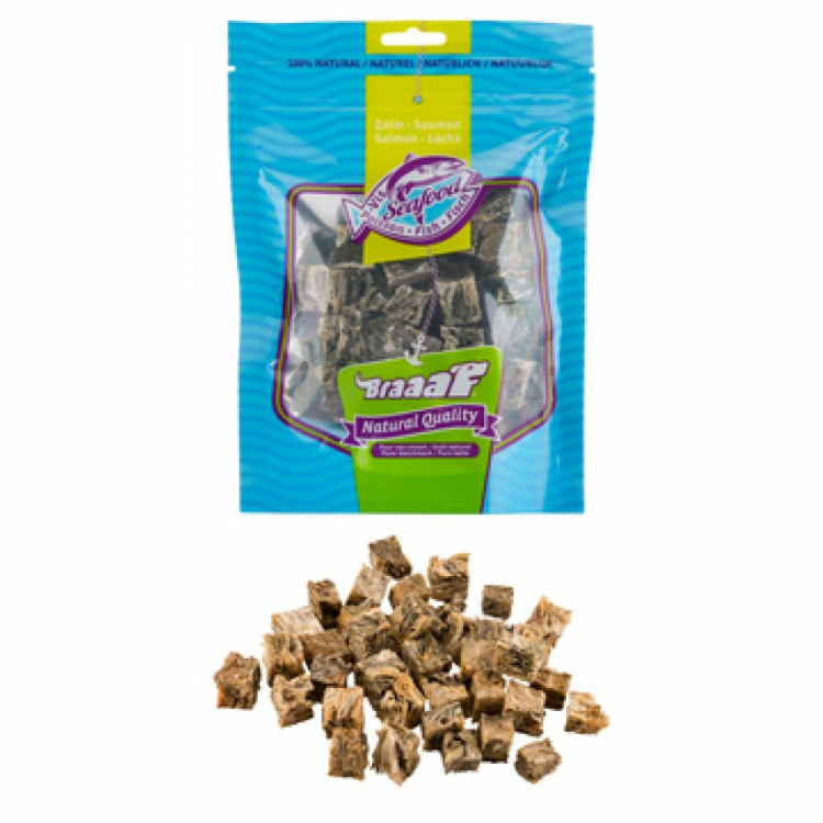 Braaaf - Vissnack Zalmhuid Cubes - Hondensnack - 70g