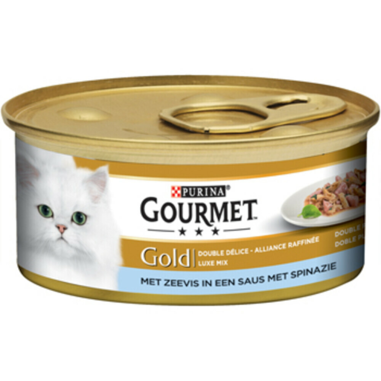 Gourmet - Gold Luxe Mix Sea Fish &amp; Spinach - Cat Food - 85g