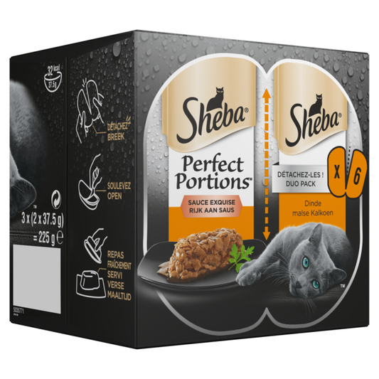 Sheba - Perfect Portions - Adult Paté Kalkoen - 3 x 2 stuks