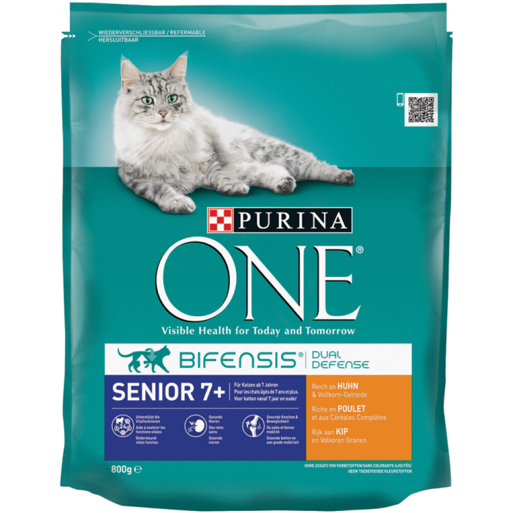 Purina One - Senior Kip & Volkoren Granen - Kattenvoer - 800g