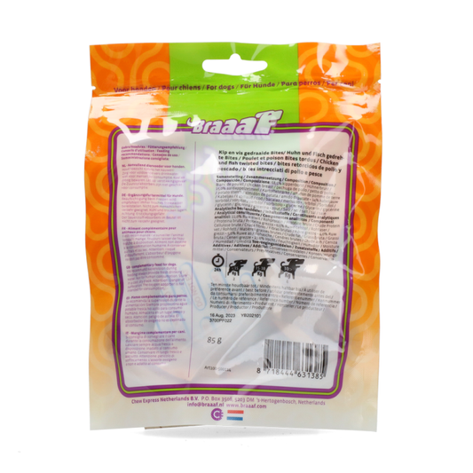 Braaaf - Twisted Sandwich Kip & Vis - Hondensnack - 85g