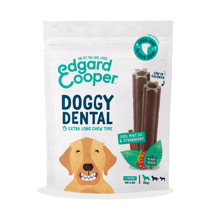 Edgard &amp; Cooper - Dog Snacks - Dental Sticks - Strawberry &amp; Fresh Mint Oil - Large - 7 Sticks