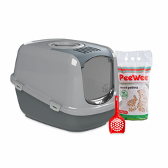 PeeWee - Startpakket EcoDome Grijs & Antraciet - Kattenbakken - 66,5x48,5x46,5cm