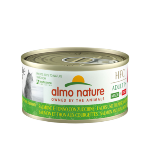 Almo Nature - HFC Made in Italy - Adult 7+ - Cat Food - Salmon, Tuna &amp; Zucchini - 70g