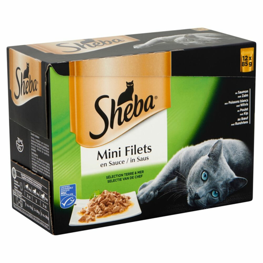 Sheba - Mini Filets - in Saus - Selectie van de Chef - Voordeelpack - 12x85g