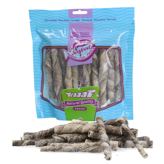 Braaaf - Zalmhuid Sticks 12cm - Hondensnack - 175g